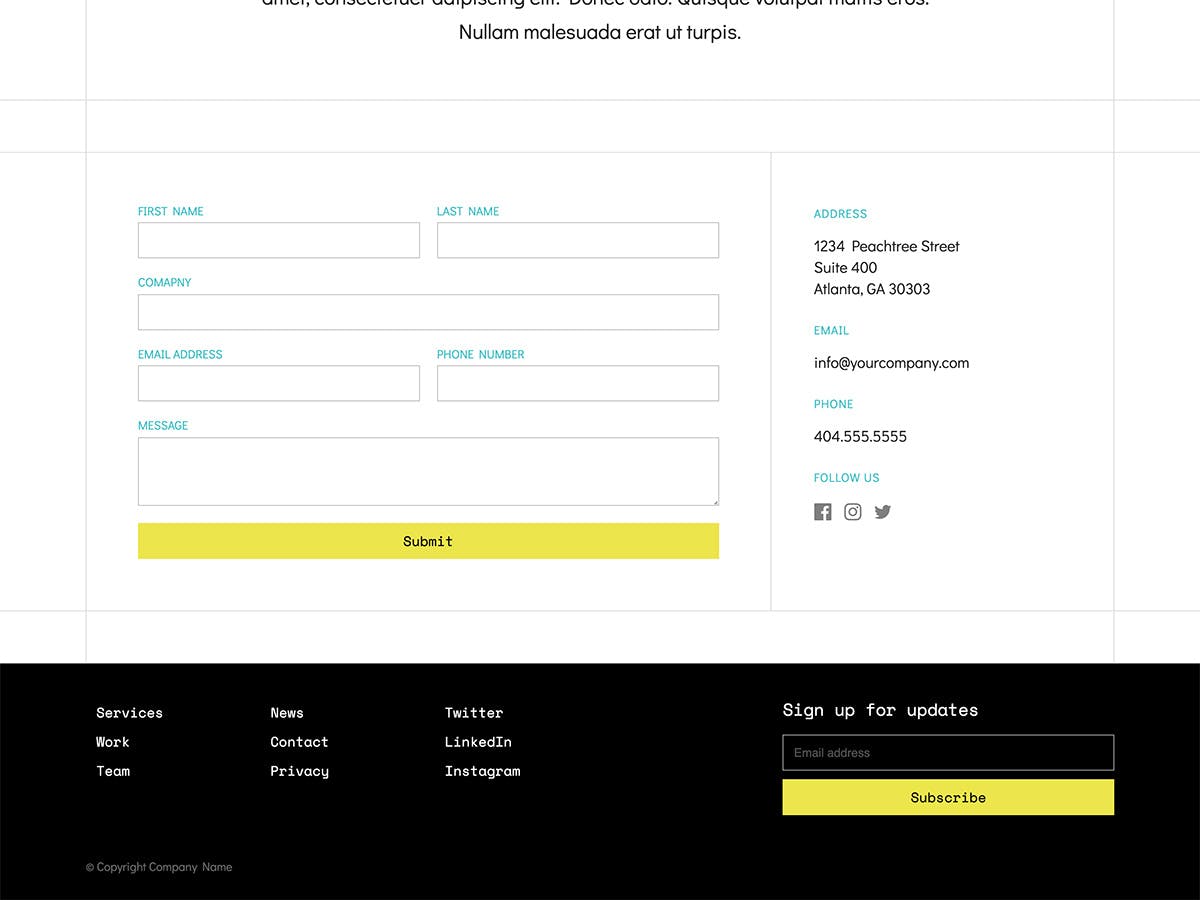 Makeswift Innovation business template contact form