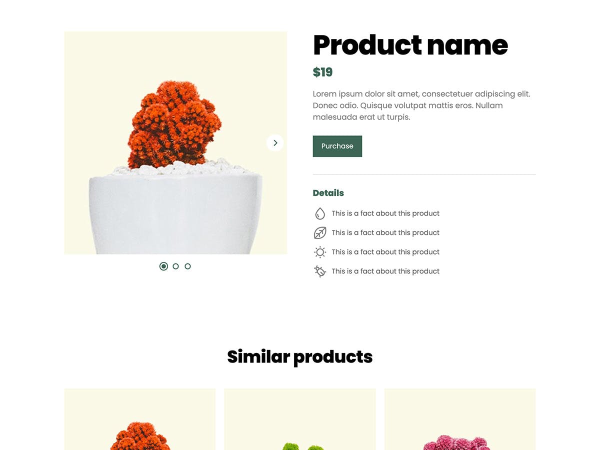 Sprout Makeswift business template product details