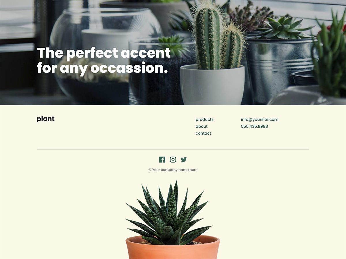 Sprout Makeswift business template home footer