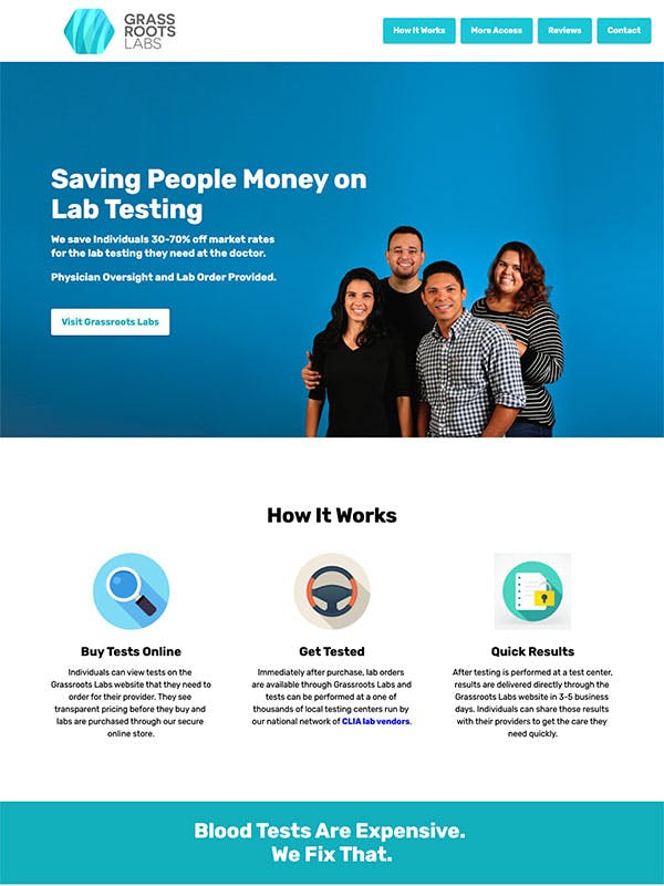 Grassroots Labs landing page