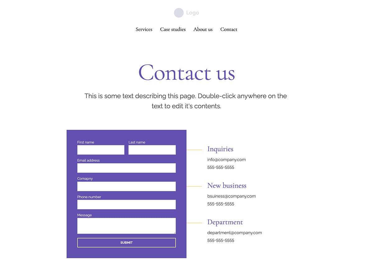 Nouveau Makeswift business template contact form