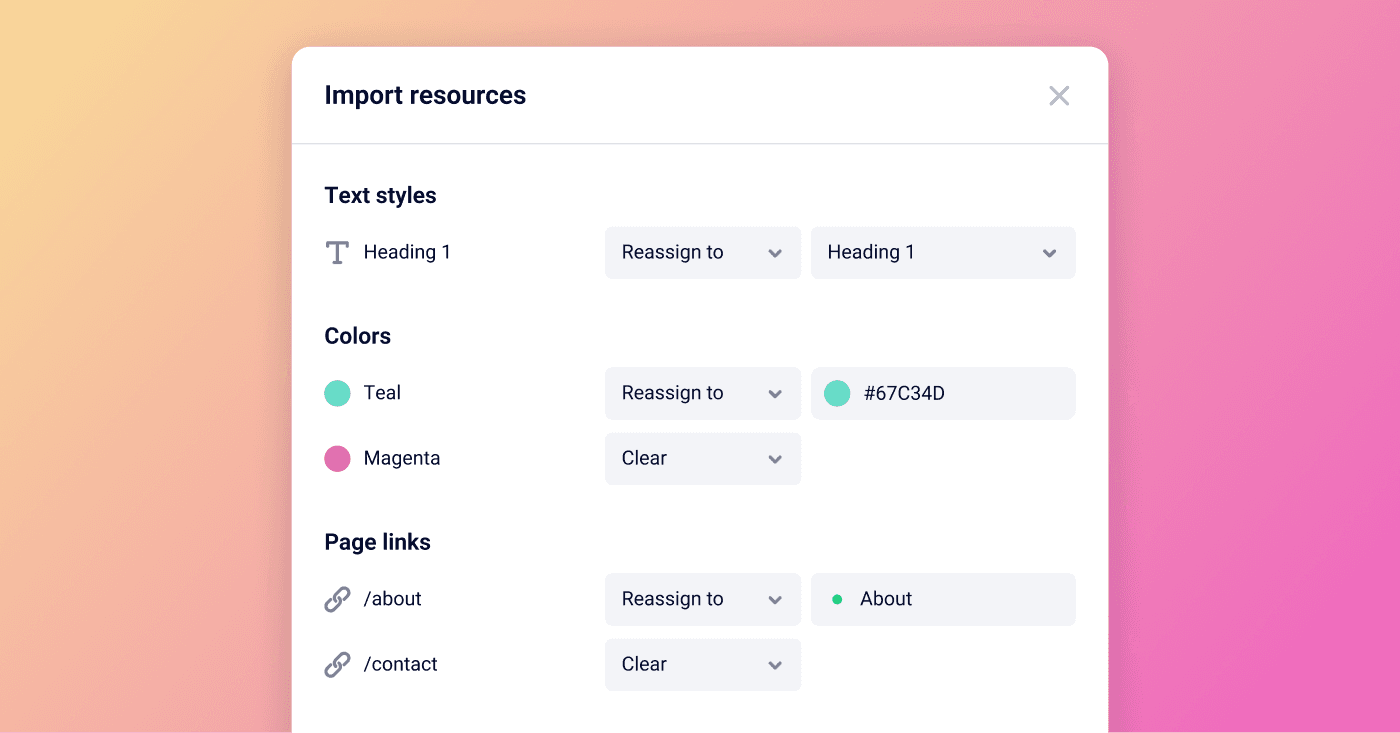 Importing resources dialog in Makeswift