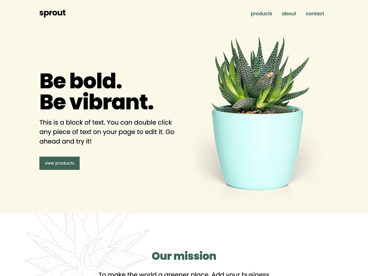 Sprout Makeswift business template home hero