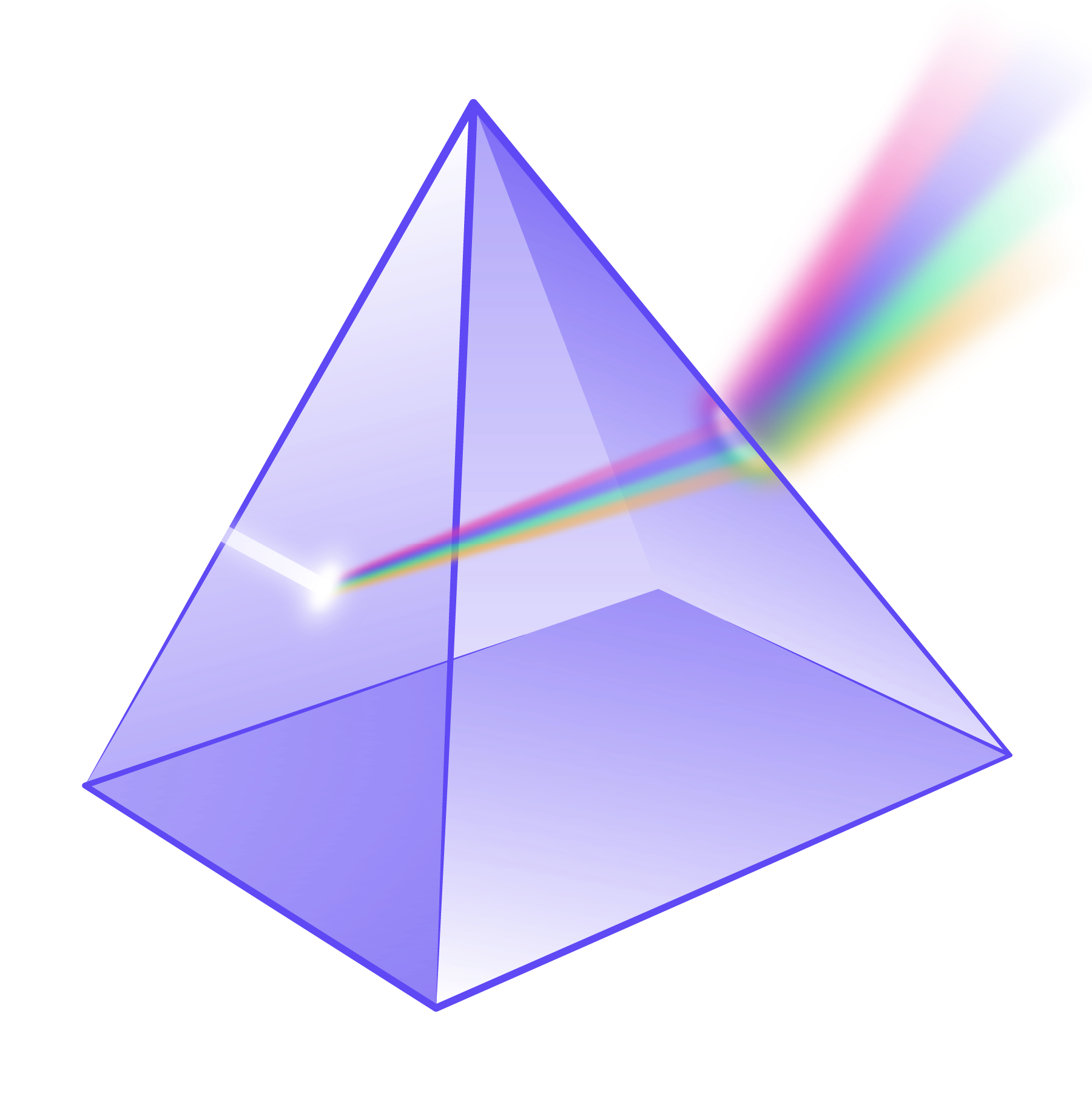 Prism filtering light