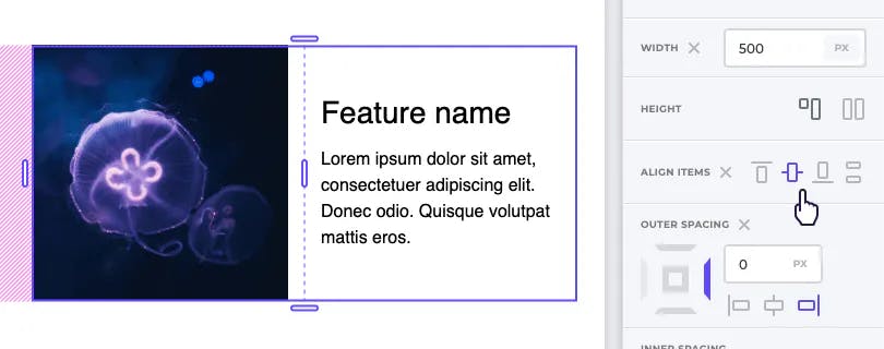 Vertical align control in Makeswift builder