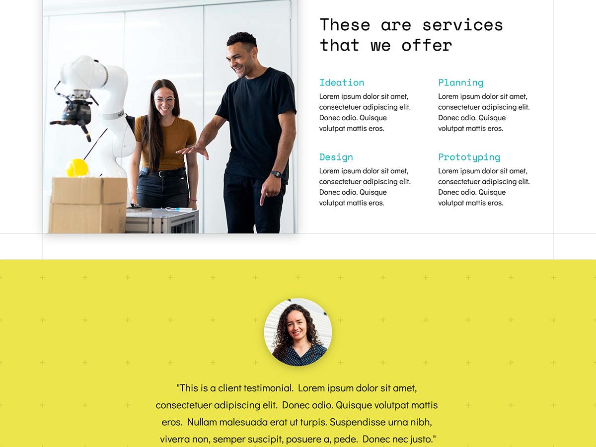 Makeswift Innovation business template home services and testimonial